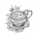 tea cup with flowers  tattoo design idea