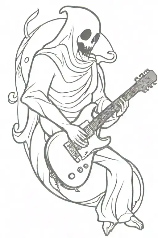 ghost playing guitar made tattoo design idea