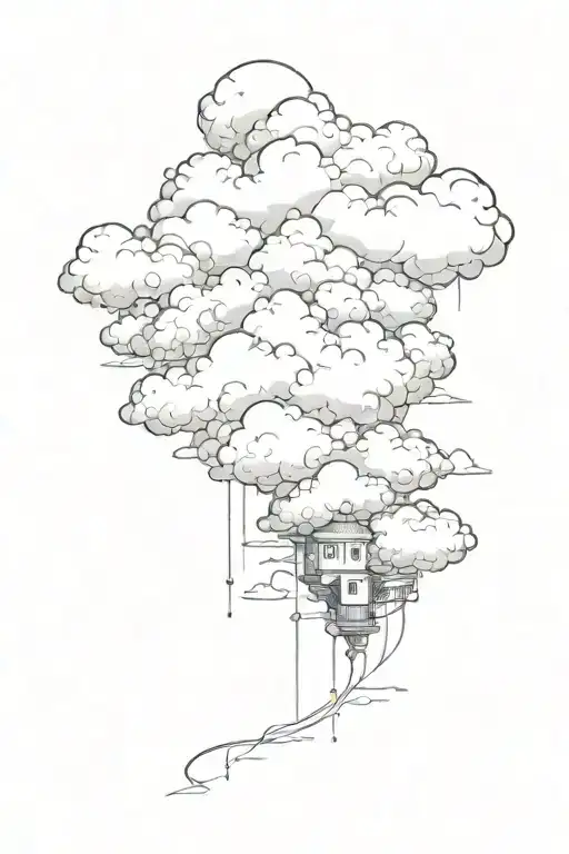 cloud from top view point tattoo design idea