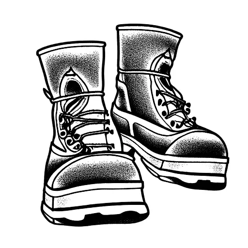 atheist fish wearing hiking boots tattoo design idea