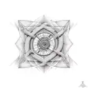 linear dimension with graphs, sigmas mathematical signs and fibonacci spiral tattoo design idea