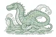 Scotland inspired, Loch Ness monster, tartan plaid tattoo design idea