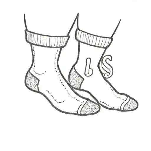 Two mismatched socks. One with a shot motif with a Madeleine in it. The other sock with a number 84 motif. tattoo design idea