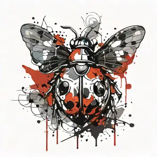 gothic ladybug spreading wings fuck love   tattoo design idea