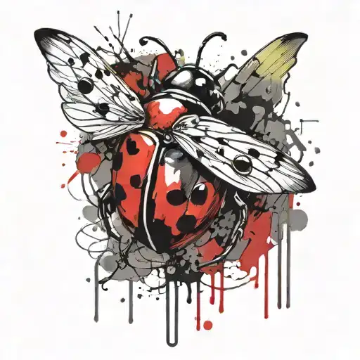 ladybug spread wings fuck love splatter ink tattoo tattoo design idea