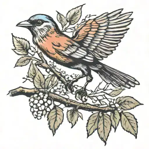 jay bird sitting on a branch  tattoo design idea