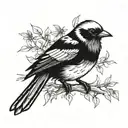 jay bird sitting on branch tattoo design idea