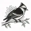 jay bird sitting on branch tattoo design idea