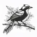 jay bird sitting on branch tattoo design idea