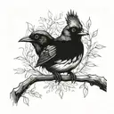 jay bird sitting on branch tattoo design idea