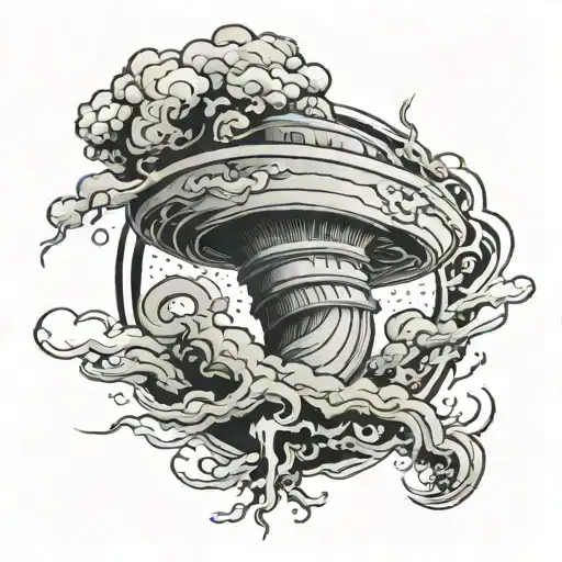 Tornado around a person tattoo design idea