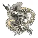 Tornado around a person tattoo design idea