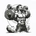 A crossfit athlete lifting the weight of the universe on their shoulders, showcasing dedication and determination tattoo design idea