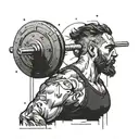 A crossfit athlete lifting the weight of the universe on their shoulders, showcasing dedication and determination tattoo design idea
