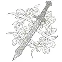 Bible verse with sword intertwined tattoo design idea