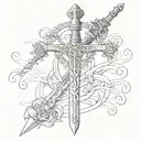 Bible verse with sword intertwined tattoo design idea