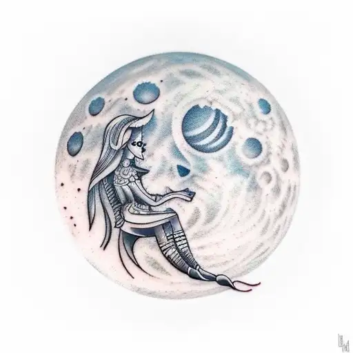 Full Moon Temporary Tattoo Sticker - OhMyTat