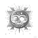 waxing gibbous and new moon tattoo design idea