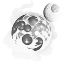 waxing gibbous and new moon tattoo design idea