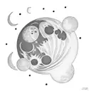 waxing gibbous and new moon tattoo design idea