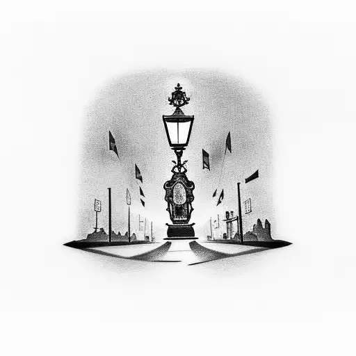 a street light in the dark tattoo design idea