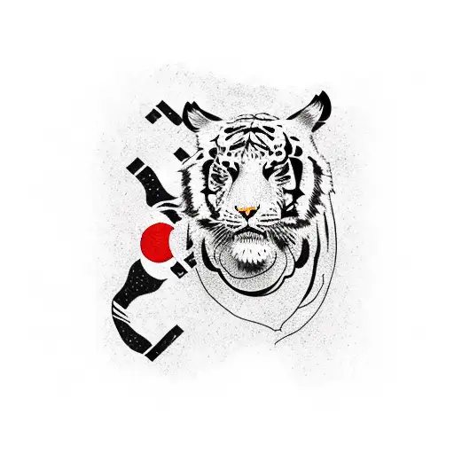 korean flag with tiger tattoo design idea