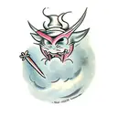 cute devil crying tattoo design idea