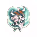 cute devil crying tattoo design idea