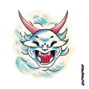 cute devil crying tattoo design idea