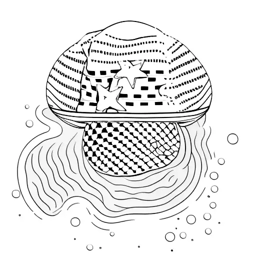 A minimalist tattoo of a cowboy hat floating in the sea with the word 'Arco' written below tattoo design idea