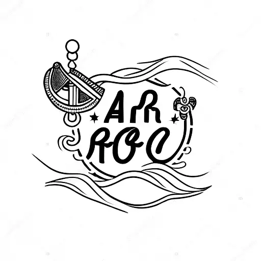 A minimalist tattoo of a cowboy hat floating in the sea with the word 'Arco' written below tattoo design idea