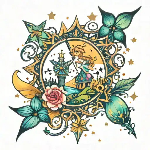 Neverland stars with pixie dust tattoo design idea