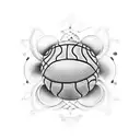 A mesmerizing blackwork tattoo of a swirling basketball surrounded by musical notes and a wine glass, representing your passions for basket, music, and wine. tattoo design idea