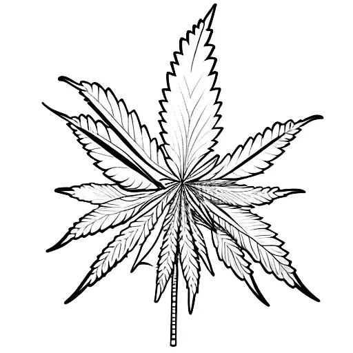 Gym equipment made of cannabis leaves tattoo design idea