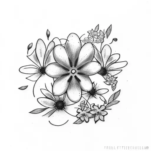 tattoo with grandmother and jasmine flowers and forget me not tattoo design idea