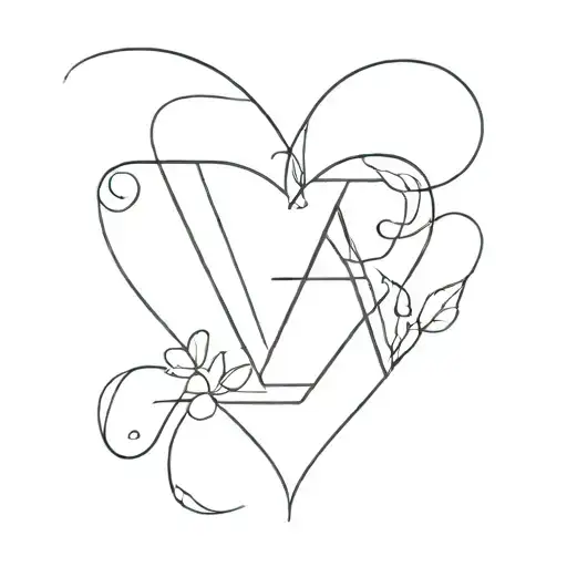 letter a heart alex tattoo design idea