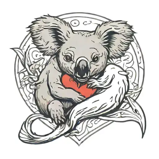 koala dolphin forming heart intertwined symbolizing mom tattoo design idea