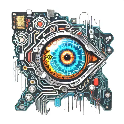 electronic circuit board, angel, sharingan eye tattoo design idea