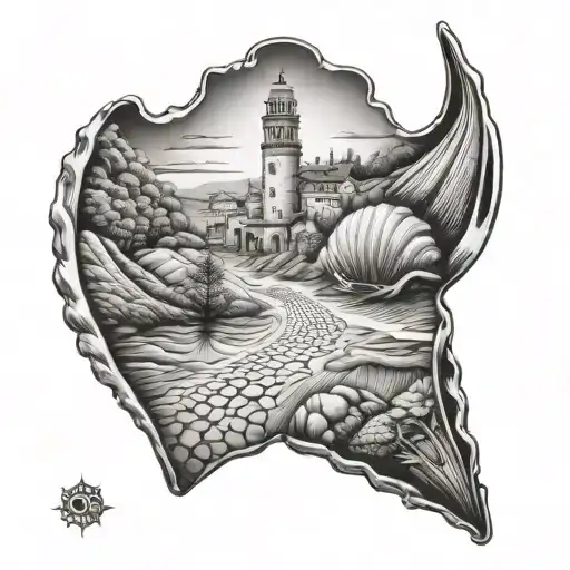 Camino de Santiago de Compostela shell tattoo design idea