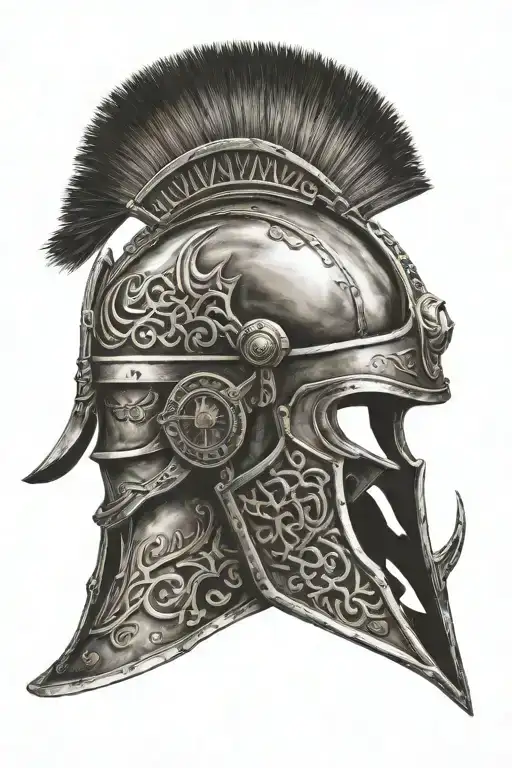 gladiator helmet tattoo design idea