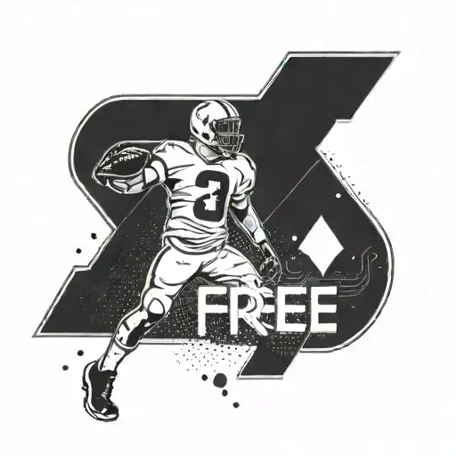 A football jersey with the number 'mon frere' and a football player silhouette in the background tattoo design idea