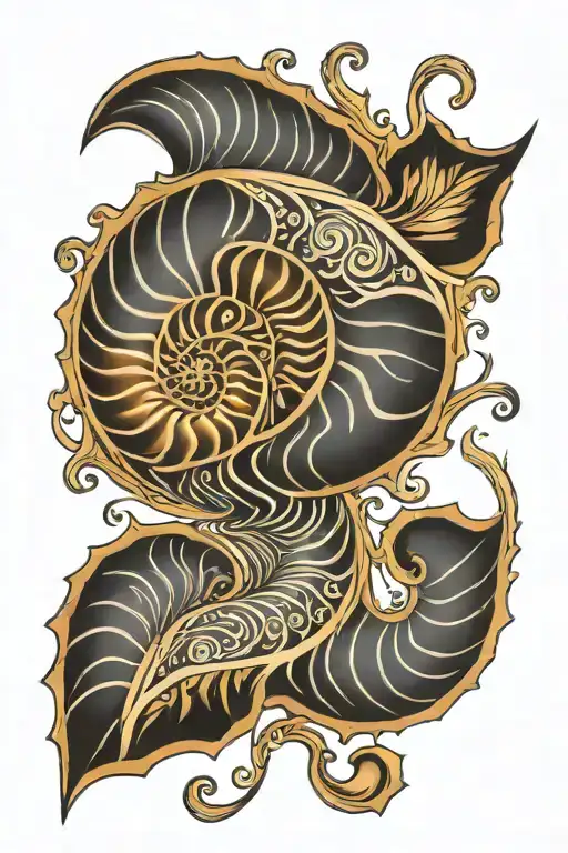 nautilus shell pattern tattoo design idea