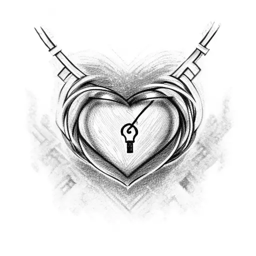 Heart locked with barbed wire tattoo design idea