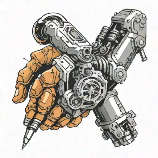 parts of a human robotic arm tattoo design idea