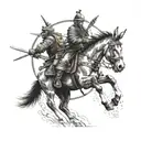 A donkey samurai warrior tattoo design idea