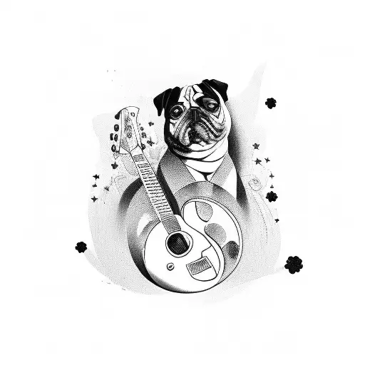 guitars, guinness, irish pubs, dogs and football tattoo design idea