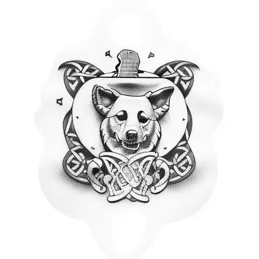 Tattoo idea incorporating guitars, guinness, irish pubs, dogs and football tattoo design idea