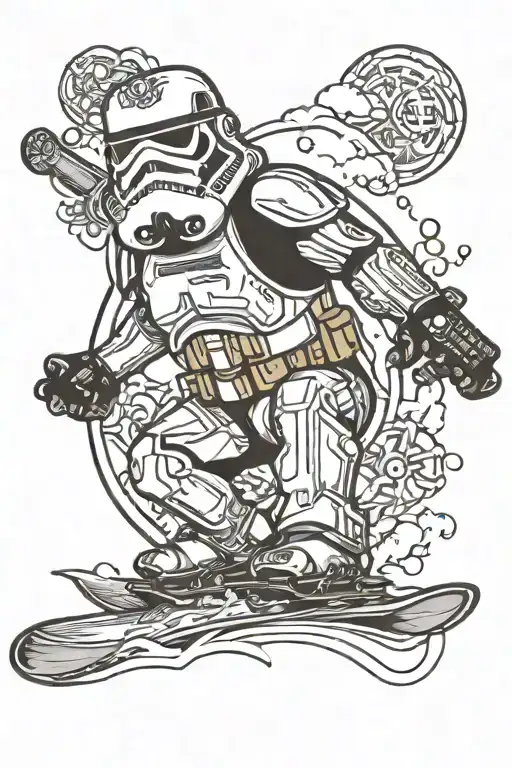 stormtrooper snowboarding tattoo design idea