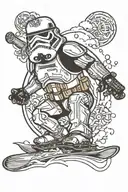 stormtrooper snowboarding tattoo design idea