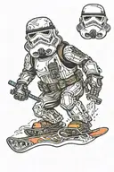 stormtrooper snowboarding tattoo design idea